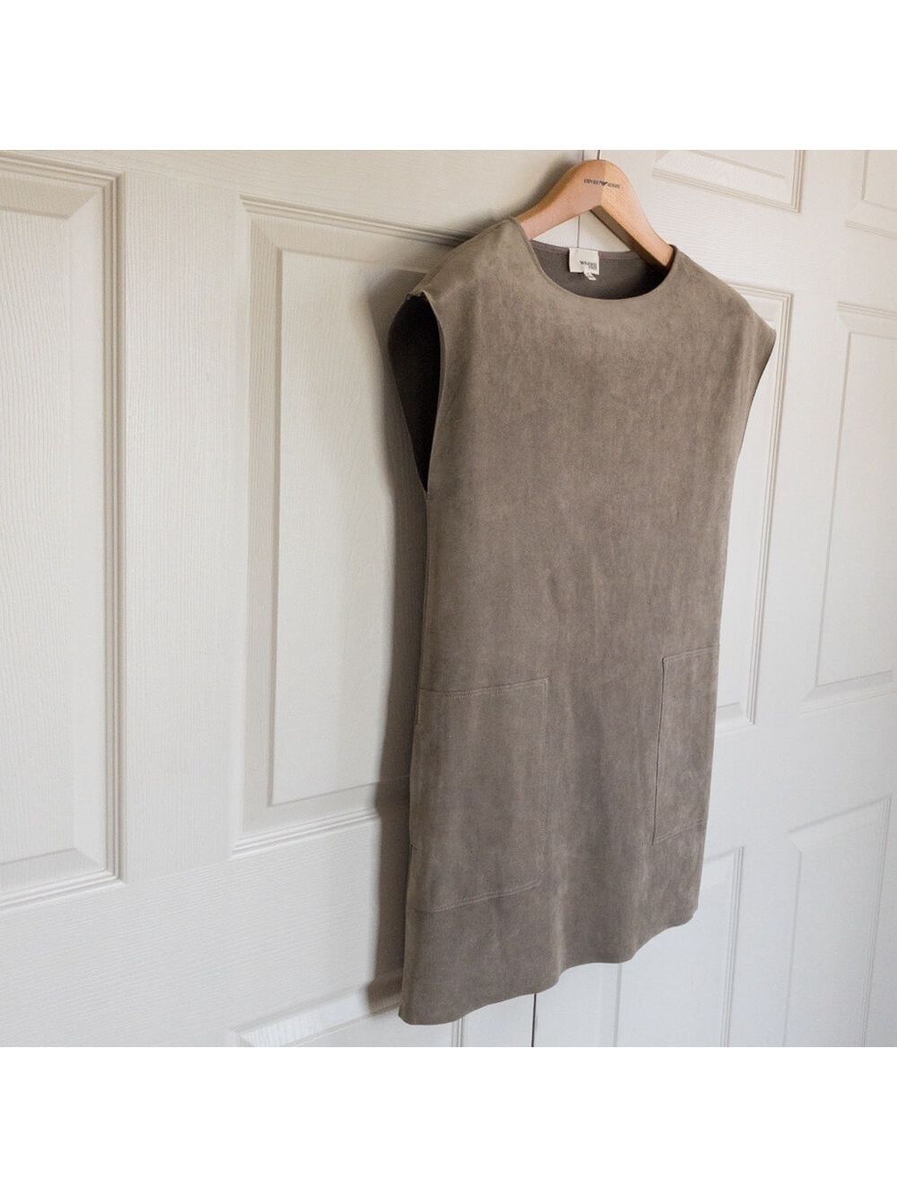Wilfred Free Aritzia Faux Suede Nori Boxy Mini Dress Tunic Sleeveless Minimalist - Picture 2 of 10